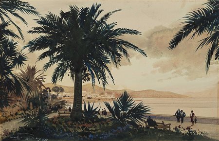 Aurelio Craffonara (Gallarate 1875 - Genova 1945) - "Crepuscolo invernale di...