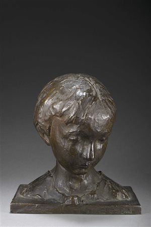 Luigi Panzeri (Lomagna 1865 - Milano 1939) - "Testa di fanciulla" scultura in...