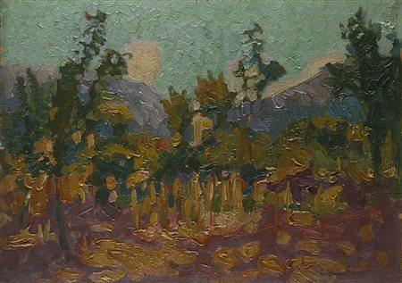 Leonardo Dudreville (Venezia 1885 - Ghiffa 1976) - "Giardino" olio su...