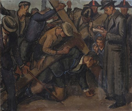 Raffaele Collina (Faenza 1899 - Campo Ligure 1968) - "L'arbitro" olio su...