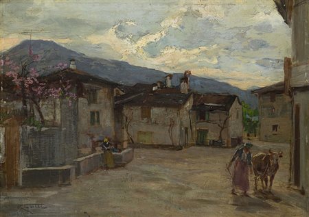 Riccardo Galli (Milano 1869 - Barzio 1944) - "Piazzetta ai mulini. Mandello...