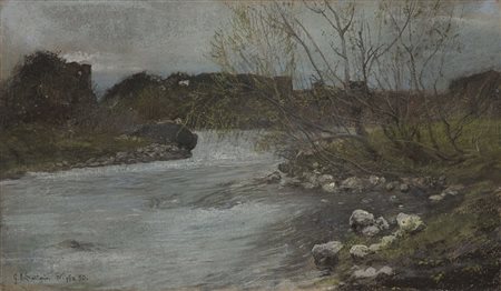 Giulio Aristide Sartorio (Roma 1860 - 1932) - "Ninfa"1890 pastello su...