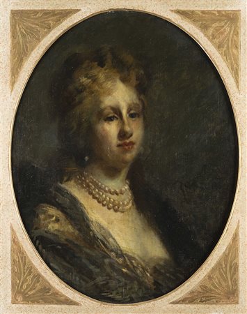 Maestro lombardo del XIX secolo "Ritratto della baronessa Francfort" olio su...