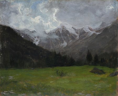 Giuseppe Palanti (Milano 1881 - 1946) - "Il Monte Rosa" olio su compensato...