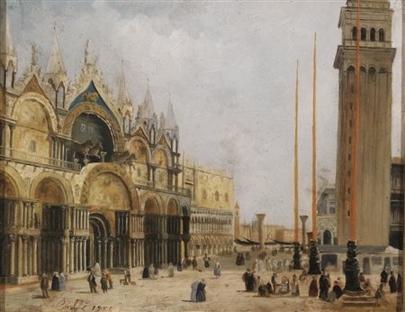 Ippolito Caffi(Belluno 1809 - Lissa 1866)LA BASILICA DI SAN MARCO E LA...