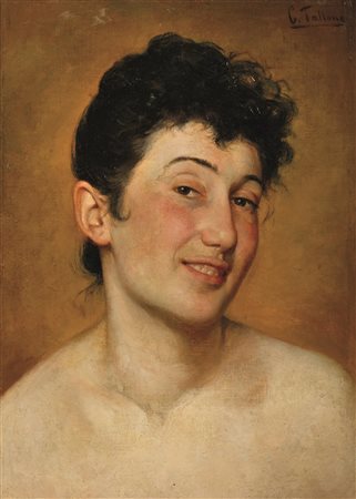 Cesare Tallone (Savona 1853 - Milano 1919) CONTADINA BERGAMASCA olio su tela,...