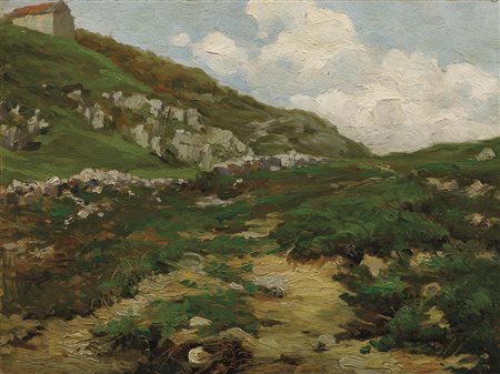 Guglielmo Ciardi(Venezia 1842 - 1917)PAESAGGIO MONTANOolio su tavoletta, cm...