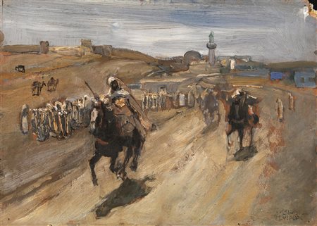 Giuseppe Biasi(Sassari 1885 - Andorno Micca (Biella) 1945)CAVALIERI ARABIolio...