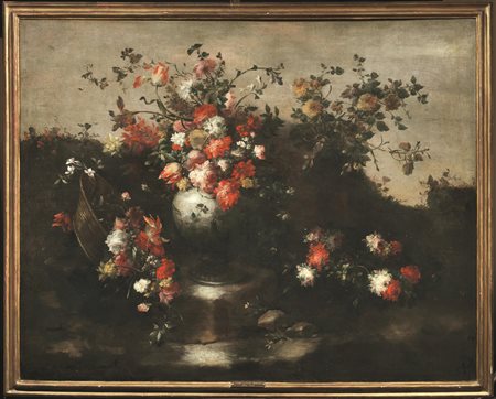 Maestro dei fiori guardeschi(attivo a Venezia 1730-1760)VASO CON FIORI IN UN...