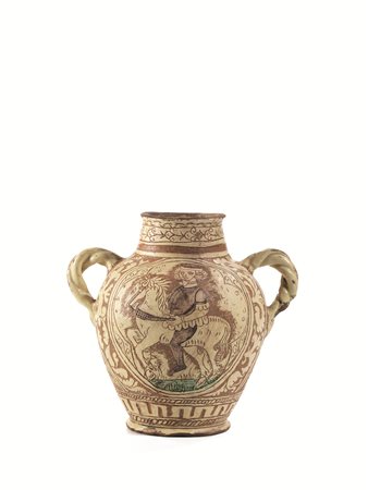 ORCIOLO TOSCANO- SICULO, 1611 in terracotta ingobbiata, invetriata e graffita...