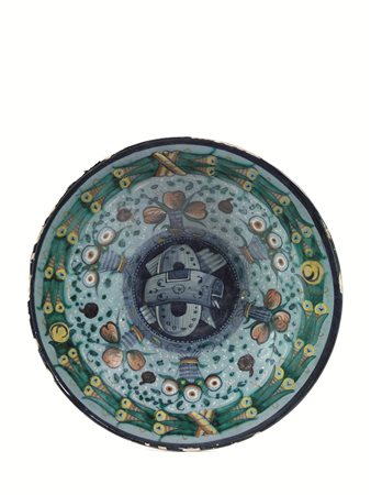 PIATTO, ROMAGNA, 1525 CIRCAin maiolica, interamente ricoperta da smalto...