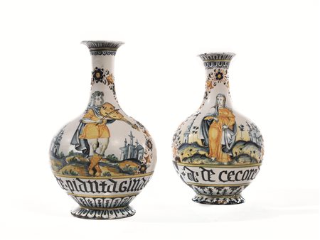 DUE FIASCHE, CASTELLI, BOTTEGA POMPEI, SECONDA METÀ DEL SECOLO XVIin...