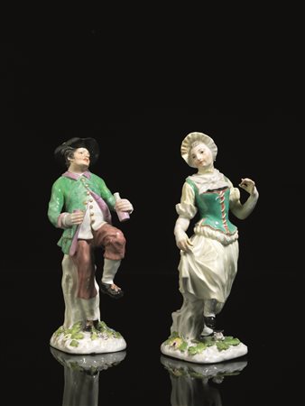 DUE FIGURE, MANIFATTURA DI MEISSEN, SECONDA METÀ SECOLO XVIIIin porcellana...