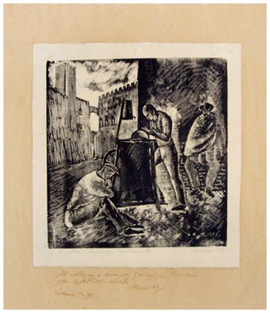 MINO ROSI Volterra 1913 – Siena 1995 Arrotini e la piazza medievale 1934...