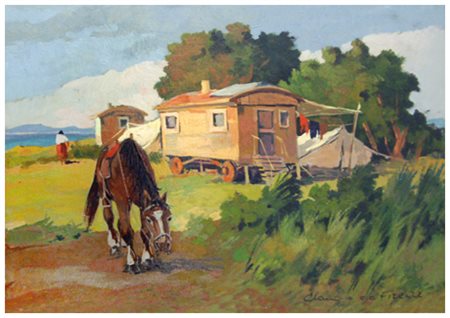 CLAUDIO DA FIRENZE (Claudio Domenici) Firenze 1943 Accampamento di zingari...