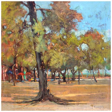 PIERO VACCARI Livorno 1926 – 1997 Ardenza Olio su tavola 35 x 35. Firma in b....