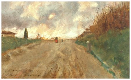 ADOLFO TOMMASI Livorno 1851 – Firenze 1933 Senza titolo Olio su cartone 11,5...