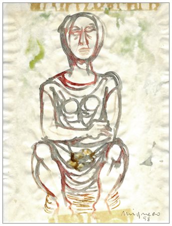 GIUSEPPE MIGNECO Messina 1908 – Milano 1997 Senza titolo 1958 Gouache e t.m....