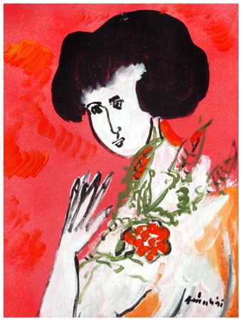 REMO BRINDISI Roma 1918 – Milano 1996 Senza titolo Tempera su cartoncino 40 x...