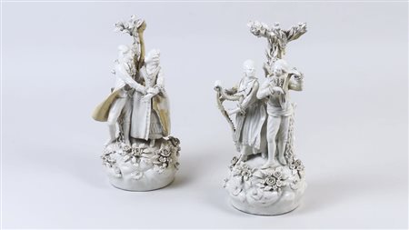 COPPIA DI GRUPPI IN TERRAGLIA Veneto, XIX secolo raffiguranti due scene...