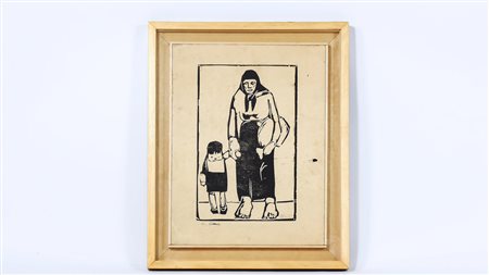LORENZO VIANI (1882-1936) Madre e figlia xilografia, in cornice cm 34x21...