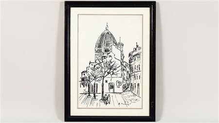 RODOLFO MARMA (1923-1999) Scorcio fiorentino china su carta, firmato, in...