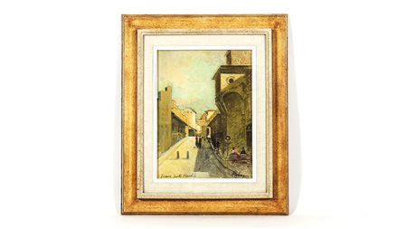 FRANCESCO PAGLIAZZI (1910-1988) Firenze Ponte Vecchio olio su cartone telato,...