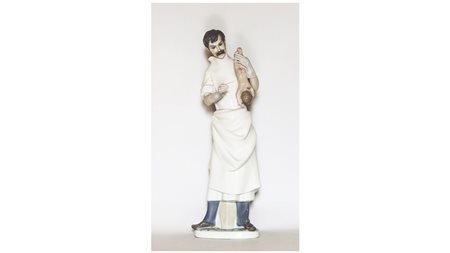GRUPPO IN PORCELLANA Lladrò raffigurante un medico h cm 36 PORCELAIN FIGURAL...