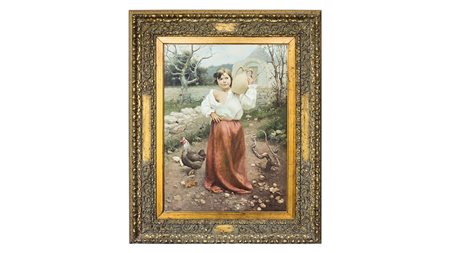 FEDERICO ALFANO (1933-1986) Giovane contadina con brocca olio su tela,...