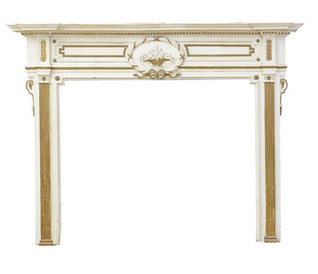 MOBILE DEL XIX SECOLO CORNICE DA CAMINO IN LEGNO DIPINTO, XIX SECOLO, a...