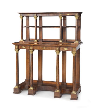 MOBILE DEL XIX SECOLO CONSOLE ETAGERE IMPERO IN PIUMA DI MOGANO, XIX SECOLO,...