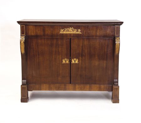 MOBILE DEL XIX SECOLO CREDENZA IMPERO IN PIUMA DI MOGANO, XIX SECOLO, a due...