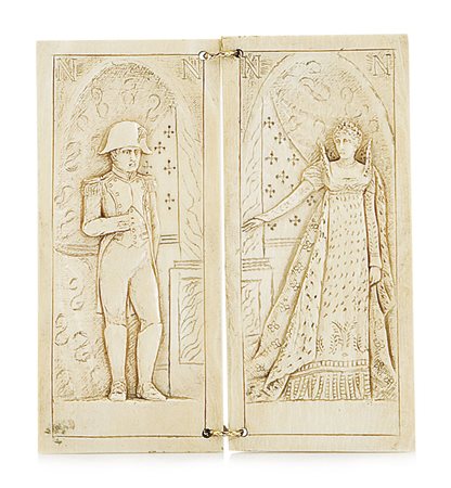 AVORIO EUROPEO DITTICO IN AVORIO, XIX SECOLO, scolpito a bassorilievo con...