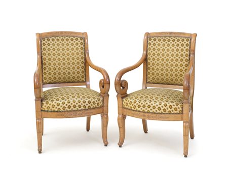 MOBILE DEL XIX SECOLO COPPIA DI POLTRONE CARLO X, PRIMA META' XIX SECOLO, in...