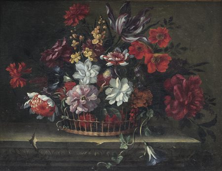 MONNOYER JEAN BAPTISTE 1636 - 1699(attribuito a)Cesto di fioriOlio su tela,...