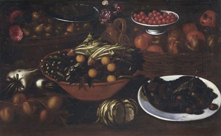 ARBOTONI BARTOLOMEO 1594 - 1676(attribuito a)Natura morta con frutta e...