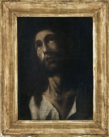PITTORE DEL XVII SECOLO Volto di Santo Olio su tela, cm 42x31.