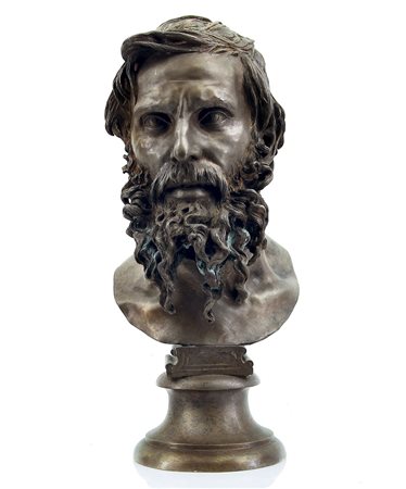 GEMITO VINCENZO Napoli 16/07/1852 - 01/03/1929Busto di filosofoBronzo, alt....