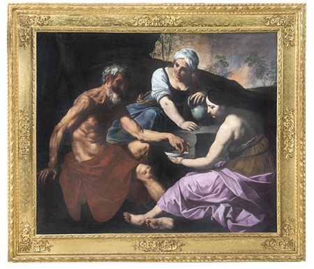 CANTARINI SIMONE Pesaro 1612 - Verona 1648Lot e le figlieOlio su tela, cm...