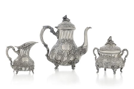 ARGENTI D'EPOCA SERVIZIO DA CAFFE' IN ARGENTO, INIZIO XX SECOLO, composto da...