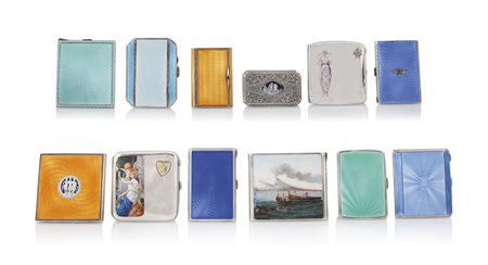 ARGENTI D'EPOCA DODICI TABACCHIERE E PORTASIGARETTE IN ARGENTO, XIX-XX...