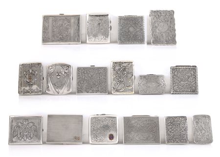 ARGENTI RECENTI SEDICI TABACCHIERE E PORTASIGARETTE IN ARGENTO, INIZIO XX...