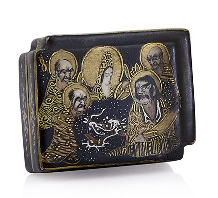 SATSUMA SCATOLA CON COPERCHIO IN CERAMICA, SATSUMA, FINE XIX SECOLO, decoro a...