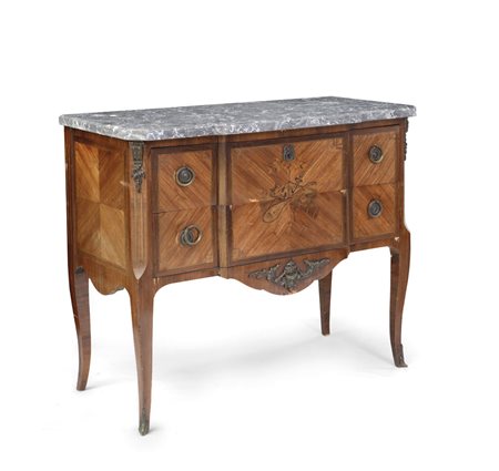 MOBILE DEL XIX SECOLO CASSETTONE IN STILE LUIGI XVI INTARSIATO LEGNI VARI,...