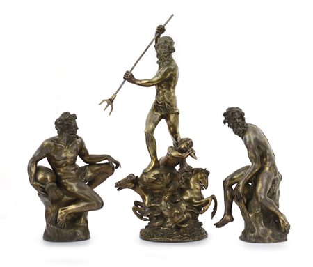 AVOLIO EUGENIO 1876 - 1929Nettuno e due allegorie di fiumiBronzo, alt. cm...