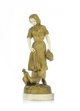 KOSSOWSKI HENRYK II 1855 - 1921Giovane seminatrice con broccaBronzo dorato e...