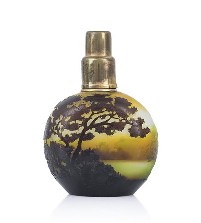 GALLE' LAMPE BERGER IN VETRO DOPPIO, GALLE', 1900 CA., ovoidale con coperchio...