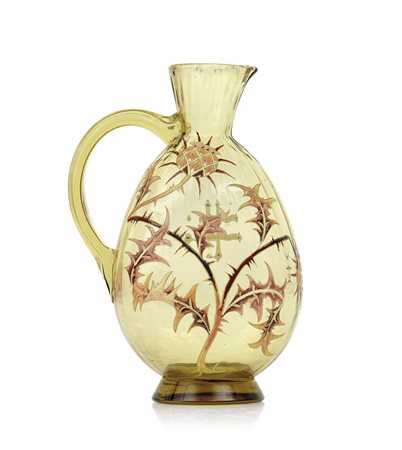 GALLE' VERSATOIO IN CRISTALLO DECORATO A SMALTI POLICROMI, GALLE', 1890 CA.,...