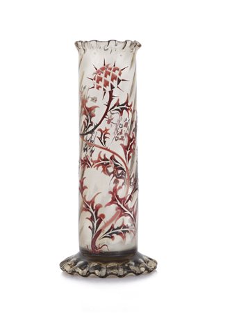 GALLE' VASO IN CRISTALLO FUME' DECORATO A SMALTI, GALLE', 1890 CA.,...