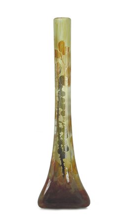 DAUM NANCY VASO IN VETRO DOPPIO, DAUM NANCY, 1900 CA., a sezione triangolare...